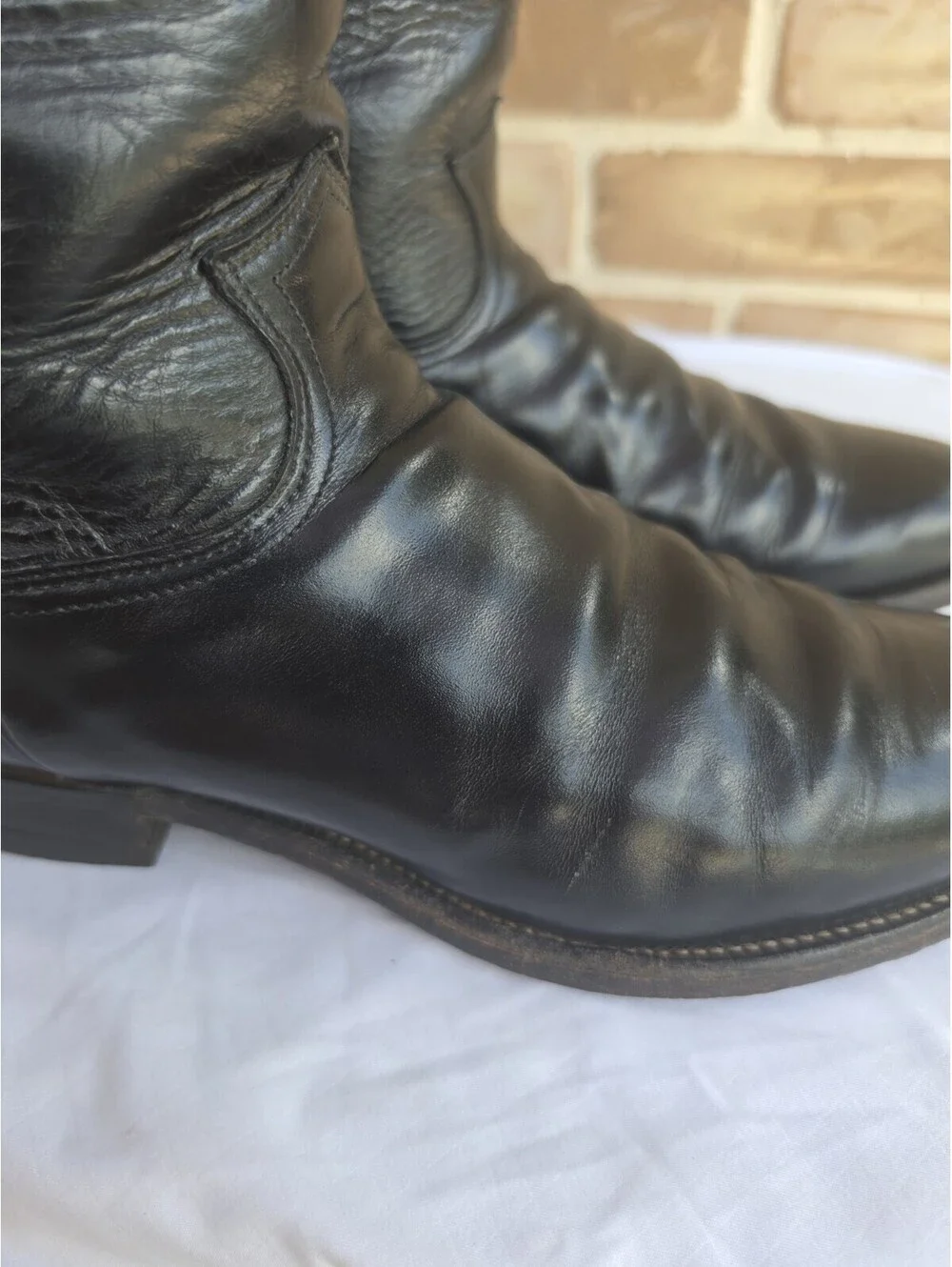 Vintage Justin Roper Boots Mens 10.5 D Black Leather Cowboy Western USA 3133